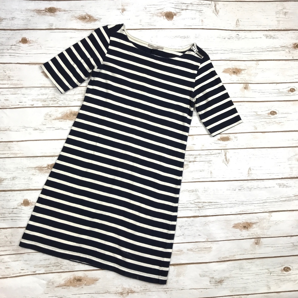 GAP Navy White Striped Pique Cotton T-shirt Dress